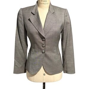 Tahari Arthur S Levine  Petite 2P Classic Women's Gray Suit Fitted Career Jacket